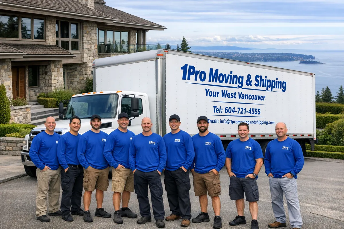 The 1Pro moving crew, wrapped furniture loaded and ready
