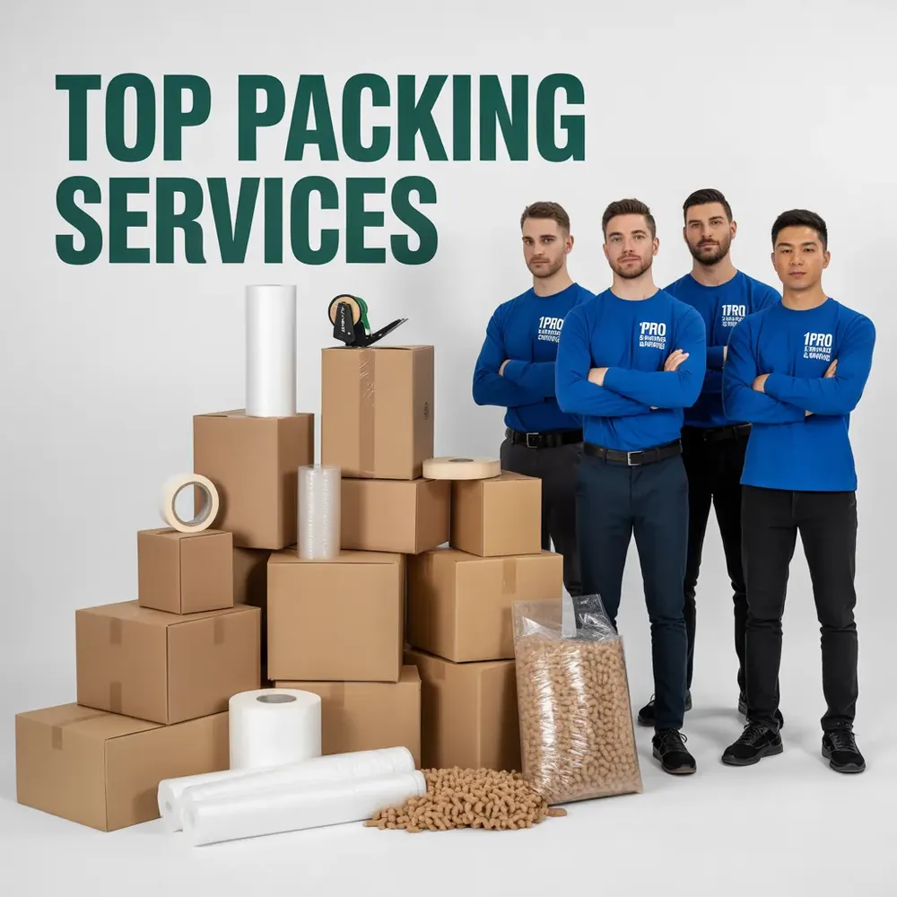 1Pro mover packing dishes into a labelled box during a senior move